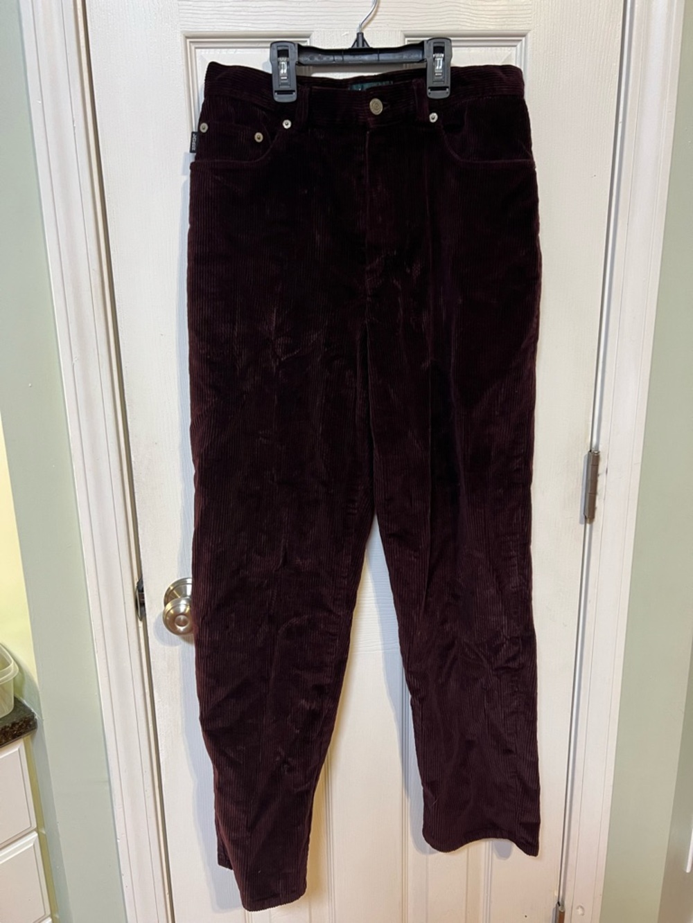 Vintage Green Tag Ralph Lauren Corduroy Straight-Leg Pants in Deep Wine